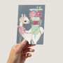 Llama With Bow And Flower Basket Birthday Card, thumbnail 3 of 4