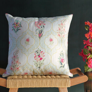 Les Indes Suman Floral Recycled Cotton Cushion Cover, 2 of 5