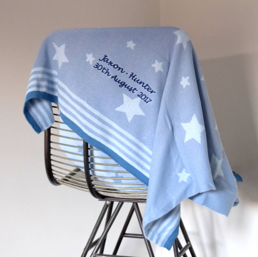 Personalised Star Cotton Baby Pram Blanket, 1 of 6
