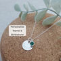 Sterling Silver Personalised Birthstone Name Disc Necklace, thumbnail 1 of 8