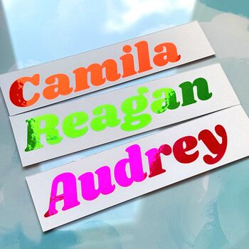 Personalised Fluorescent Name Sticker For Laptops And Phones, 2 of 8