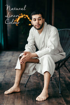 Bathrobe For Men | Natural Linen Robe, 10 of 12