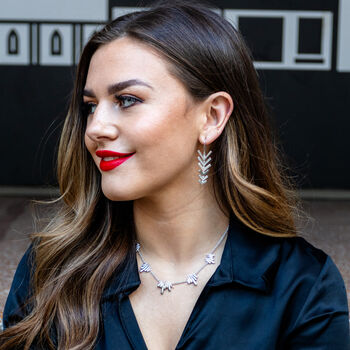 Art Deco Sterling Silver Drop Earrings – White Topaz Feather Design – Handmade Vintage Arrow Jewellery By Lucy Quartermaine, 3 of 10