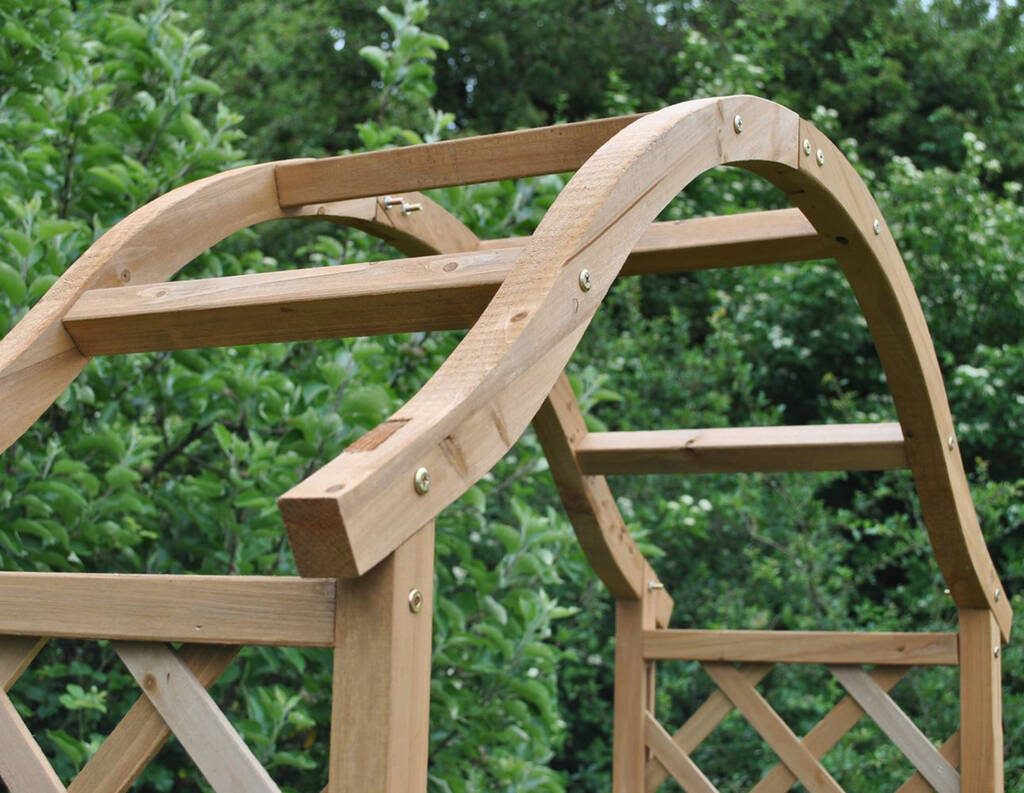 Elegant Curved Wooden Garden Arch With Ground Spikes By Garden ...