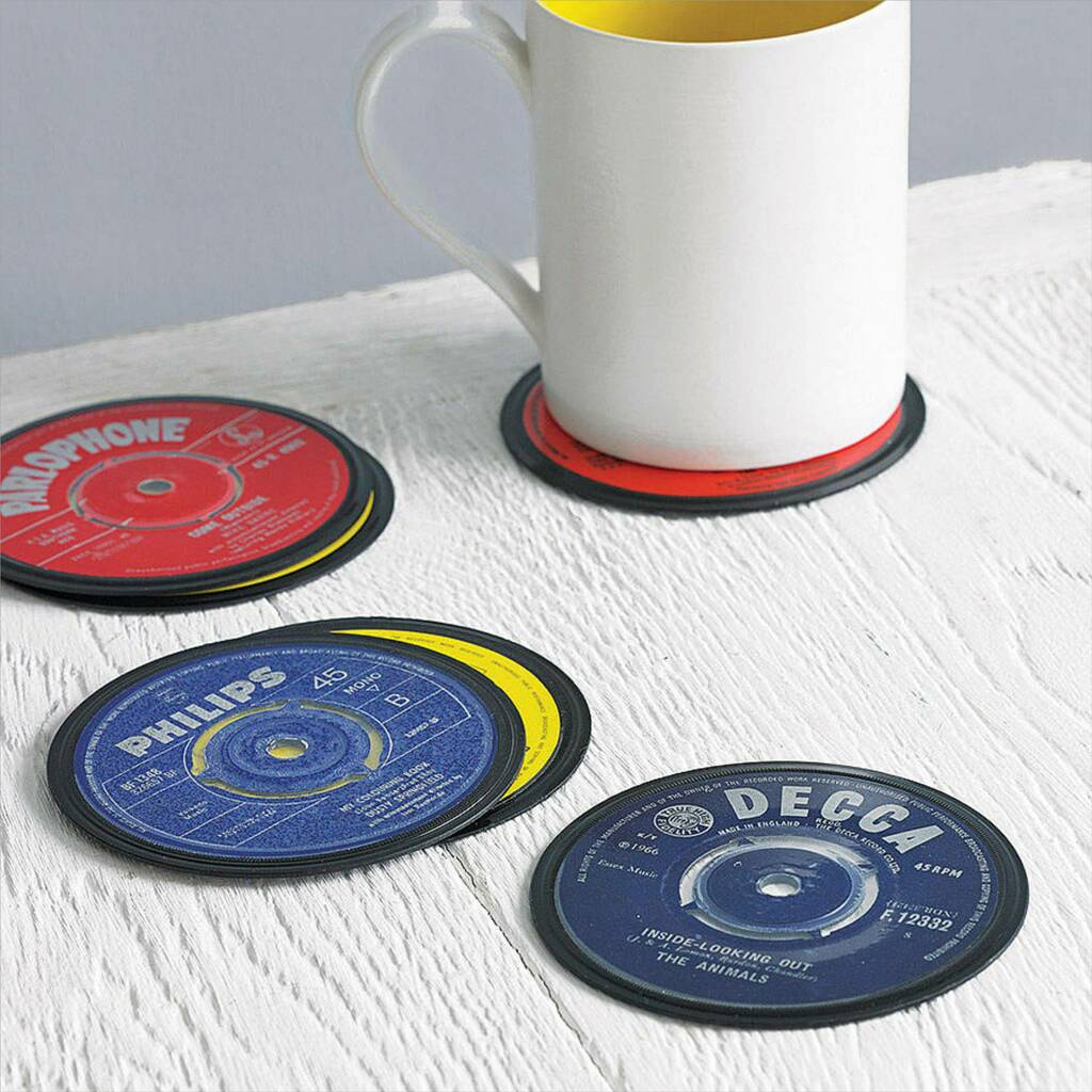 Set Of Personalised Vinyl Record Coasters, 1 of 10