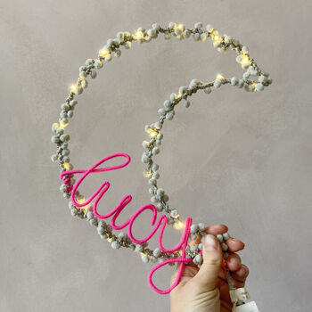 Personalised Pom Pom Moon Fairy Light, 4 of 9