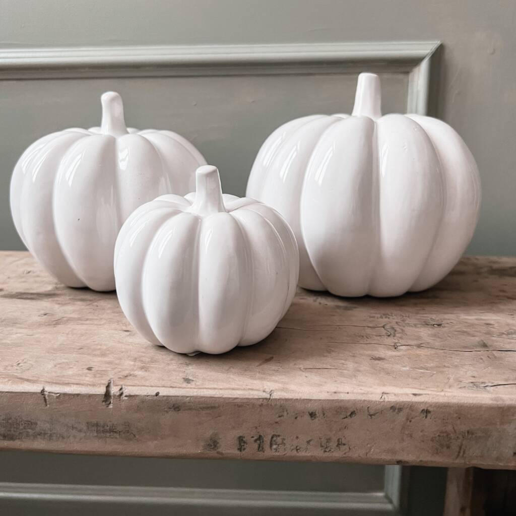 Ceramic White Pumpkin By Grey Star Interiors