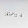 Tiny Sterling Silver Leaf Stud Earrings, thumbnail 2 of 5