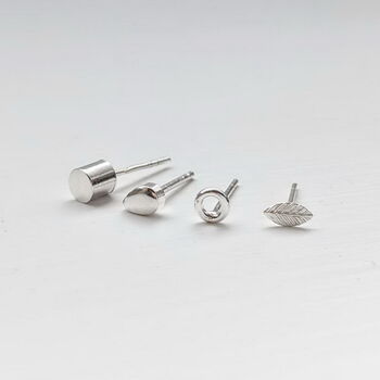 Tiny Sterling Silver Leaf Stud Earrings, 2 of 5