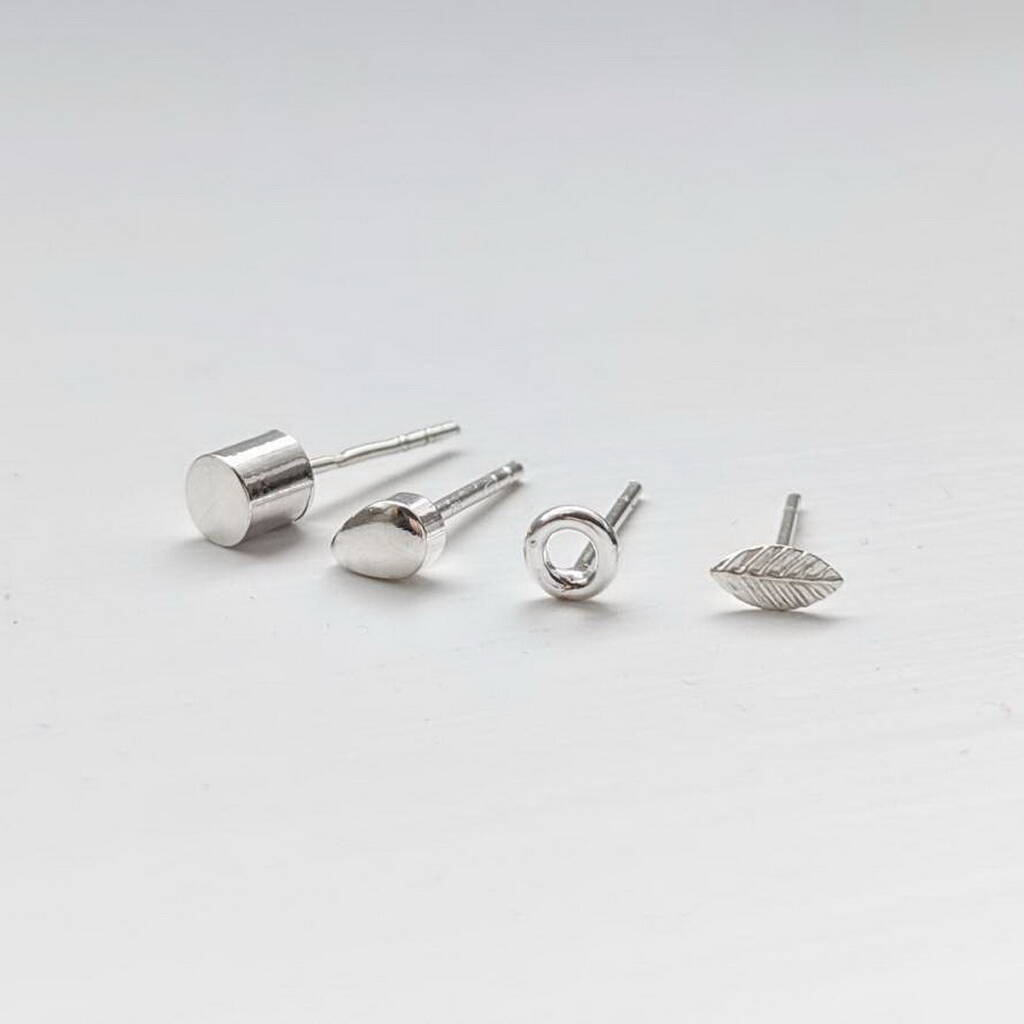 Tiny Sterling Silver Leaf Stud Earrings By Macaroon Jewellery ...