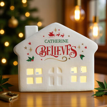 Personalised Believe In Christmas LED House, 2 of 5