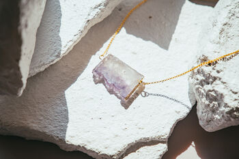 Amethyst Slice Necklace 18k Gold Plated Christmas Gift Present, 8 of 8