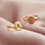 9ct Gold Floral Engraved Initial Signet Ring, thumbnail 2 of 8