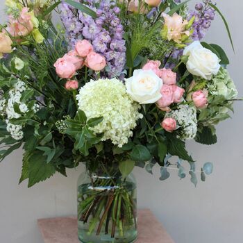 'Gorgeous Blooms' Lilac And Peach Fresh Flower Bouquet, 3 of 5