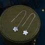 Sterling Silver Hand Carved Mother Of Pearl Apple Blossom Threader Earrings, thumbnail 4 of 8