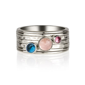 Ibiza Sunset Rose Quartz Sterling Silver Spinning Ring, 2 of 8