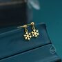 Sterling Silver Minimalist Snowflake Dangle Stud Earrings, thumbnail 4 of 11