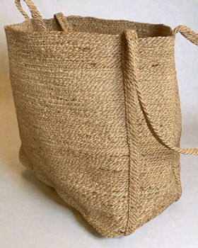 Narrow Handwoven Sisal Storage Basket With Handles, 3 of 6