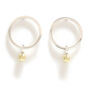 Silver Circle Stud Earrings With Dangling Gold Ball, thumbnail 2 of 6