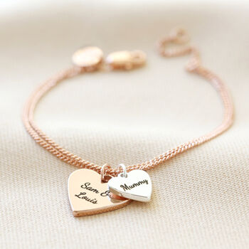 Personalised Double Wide Heart Charm Bracelet, 4 of 7