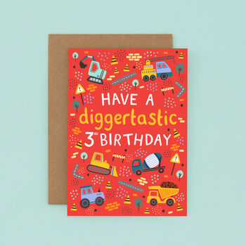 Any Age Construction Birthday Card, Boys Birthday Card, Digger, Vehicles, 5 of 8