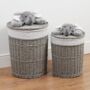Large 68cm Grey Wicker Laundry Basket With Elephant, thumbnail 3 of 4