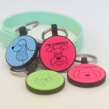 Silent Silicone Engraved Dog Name Tag Cartoon Personalised, 7 of 12