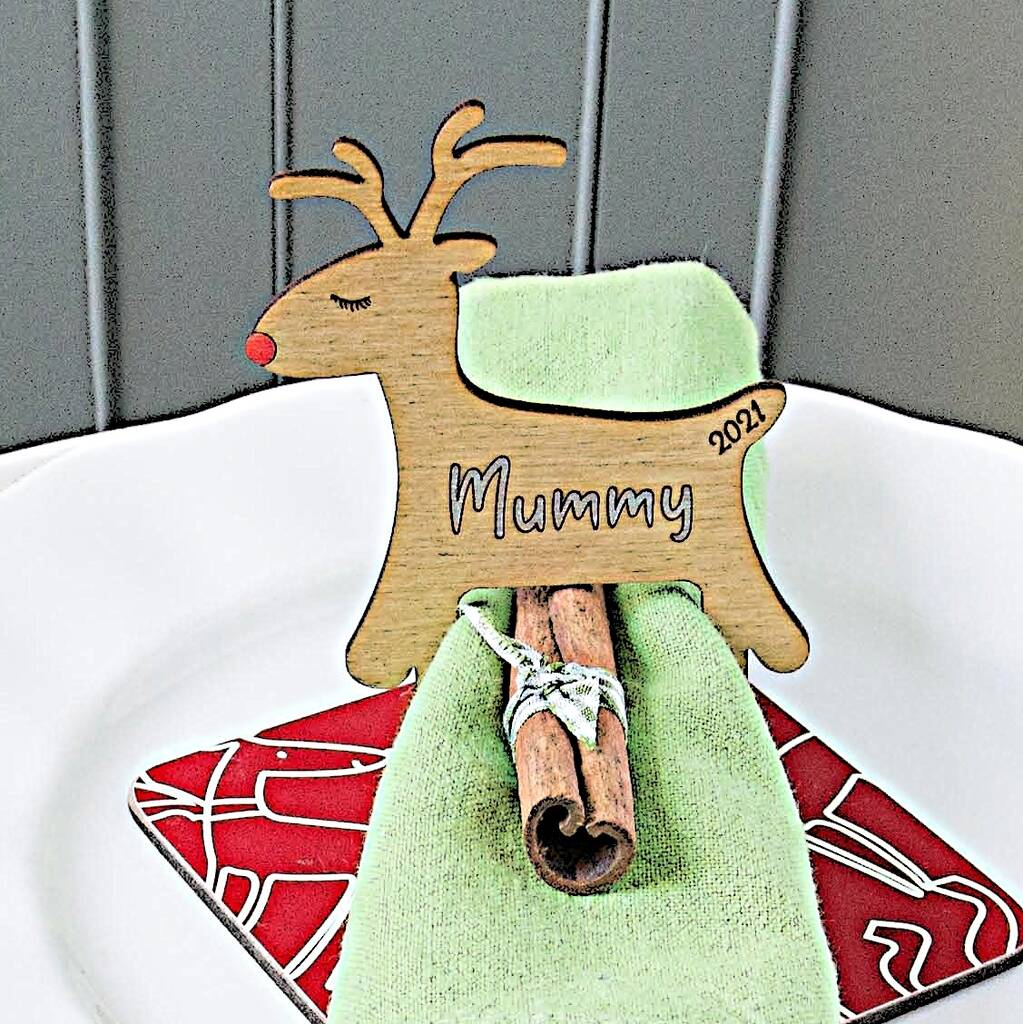 Personalised Reindeer Napkin Rings Set Of Four Or More By Neltempo