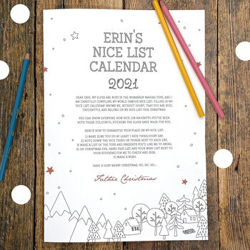 Personalised Colour In Nice List Advent Calendar, 2 of 10