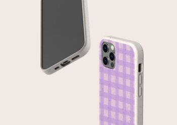 Purple Gingham Eco Friendly, Biodegradable Phone Case, 5 of 8