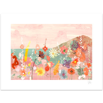 Coastal Pink Flower Landscape Print, 2 of 8