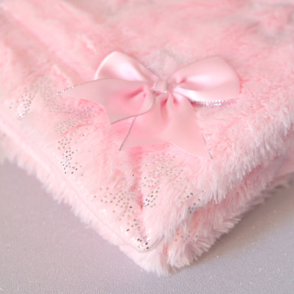 Personalised Pink Fluffy Baby Blanket With Bow By 1st Birthday Gifts