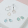 Manhattan Silver And Blue Topaz Interchangeable Gemstone Earrings, thumbnail 5 of 6