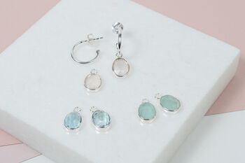 Manhattan Silver And Blue Topaz Interchangeable Gemstone Earrings, 5 of 6