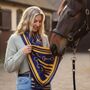 Equestrian Snaffle Bit Print Scarf | Navy Blue And Yellow, thumbnail 1 of 10