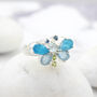 Aquamarine Apatite And Peridot Gemstone Butterfly Silver Ring, thumbnail 3 of 4