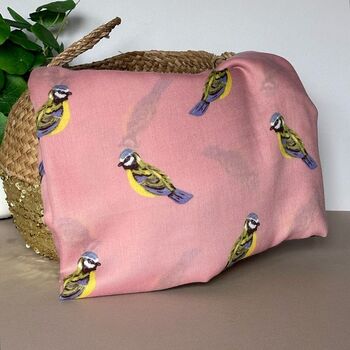 Blue Tit Print Scarf In Dusky Pink, 4 of 4