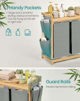 Multi Compartments Laundry Hamper Clothes Basket With Shelf, 5 of 8