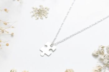 Dainty Puzzle Piece Sterling Silver Necklace Jigsaw Jewellery, 2 of 6