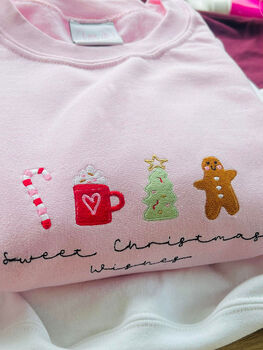 Embroidered Christmas Jumper 'Sweet Christmas Wishes', 5 of 7