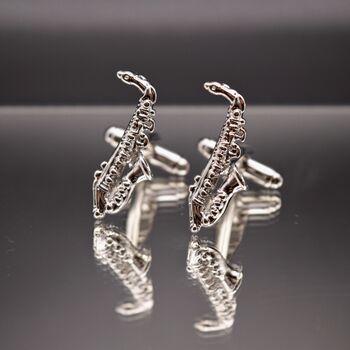 Saxophone Silver Cufflinks Gift Jazz, 2 of 5