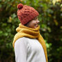 Fair Trade Unisex Cosy Cable Knit Wool Bobble Hat, thumbnail 2 of 12