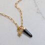 The En Pointe Black Tourmaline Gemstone Necklace, Gold, thumbnail 8 of 12