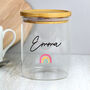 Personalised Rainbow Glass Jar With Bamboo Lid, thumbnail 1 of 3
