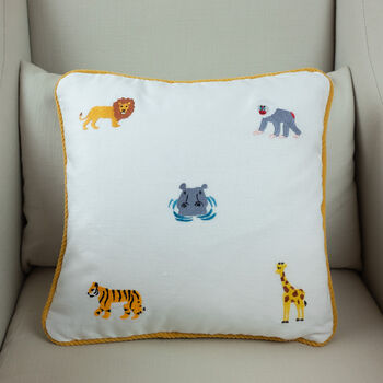 Children's Safari Embroidered Nursery Cushion, 3 of 8