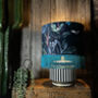 Fringed Velvet Lampshade With Gold Lining In Twilight, thumbnail 4 of 6