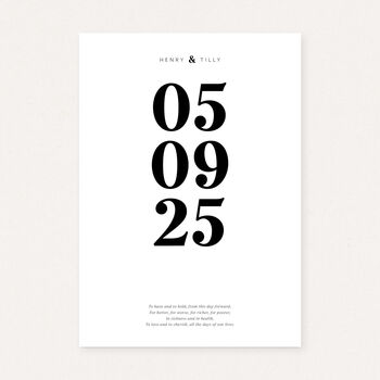 Personalised Wedding Gift For Couples, Wedding Date Print, 2 of 6