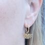 Geometric Fan Golden Hoop Earrings, thumbnail 6 of 7