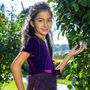 Alessia Girls Velvet Dress With Matching Hair Clip, thumbnail 1 of 3