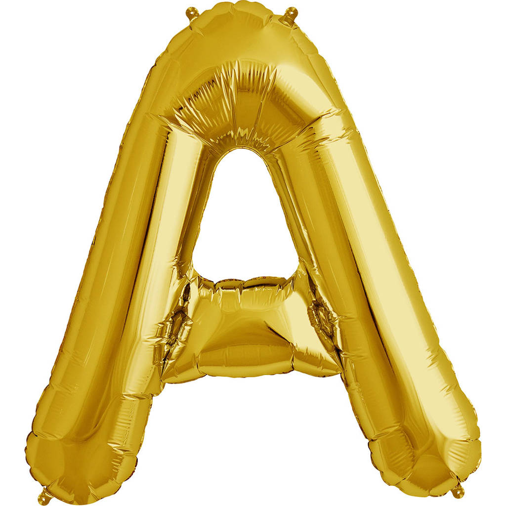 inflated gold 34 inch balloon letters by bubblegum balloons